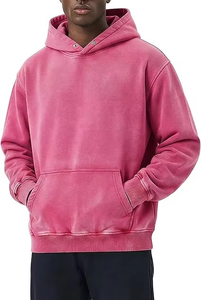 เสื้อสเวตเชิ้ตมีฮู้ดสีชมพูสำหรับผู้ชาย ทรงโอเวอร์ไซส์ สีพื้น ผ้าถักลำลอง แขนยาว มีกระเป๋า เหมาะสำหรับใส่ในฤดูใบไม้ร่วง - Product Image 5