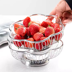 <b>Basket</b> Modern Countertop Food Storage for Fruits Vegetables Sleek Design With Sturdy Steel Construction Silver - Product Image 1