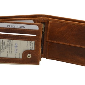 Custom leather <b>trifold</b> <b>wallet</b> Vintage style genuine cowhide Cowhide Fl Grain leather <b>wallet</b> RFID blocking slim <b>wallet</b> RFID - Product Image 3