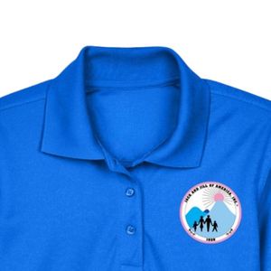 Polo pour femme bleu roi avec broderie, manches courtes, col, mélange de coton, décontracté, golf, affaires, mode, vêtement - Product Image 3