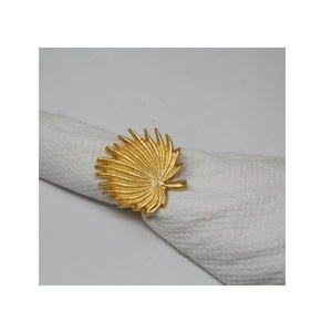 Luxury Gold Palm Leaf <b>Aluminum</b> Eco-Friendly Durable Modern Napkin Ring Holder Tropical Wedding <b>Table</b> Dcor for Resort Wholesale - Product Image 1