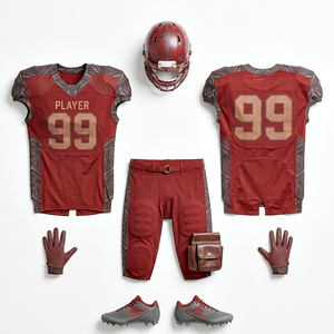 Men American Football Uniform Set Red 99 Player Jersey Pants With Pockets Sublimated Print Moisture Wicking Fitted Style - Product Image 2