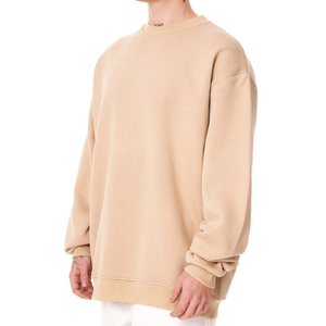Sweat-shirt à capuche surdimensionné 100% coton léger, doux et confortable, col rond pour homme en couleur beige, broderie personnalisée - Product Image 5