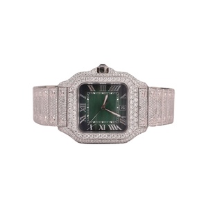 Montre en diamant Hip Hop pour hommes Montre à quartz en diamant de luxe Iced Out Montre-bracelet à buste VVS automatique du fabricant indien - Product Image 1