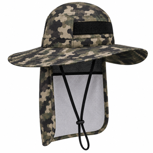 Sombrero Boonie con Estampado de Camuflaje, Ala Ancha, Protección UV, Solapa para el Cuello Ajustable, para Uso en Exteriores en Verano, Unisex, Estilo Casual para Adultos - Product Image 4
