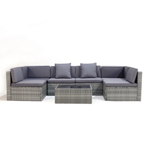 Ensemble de canapés de jardin modernes en plastique imperméable pour villa, parc, patio, trois places, modulaire, 4 coussins - Product Image 3