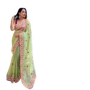 Blusa de Saree India Tradicional de Alta Calidad con Diseños Étnicos Modernos, Material de Tela de Sarga y Red, Últimos Bordados para Bodas y Fiestas - Product Image 1