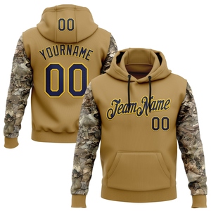 Sweat-shirt à capuche de sport et de chasse OMMIZ INDUSTRY, personnalisé, brodé, motif camouflage arbre 3D, couleur or vieilli et jaune marine, vente en gros - Product Image 1