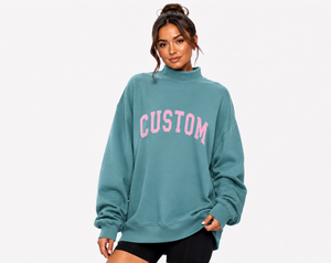 Wholesale Manufacturers <b>Women's</b> Drop Shoulder Mock Neck Pullover <b>Sweatshirt</b> with Breathable Quick Dry & Anti-Wrinkle Features - Product Image 1