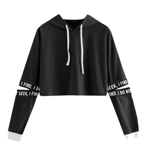Customized Women’s Mint Green Cropped Pullover <b>Hoodie</b> with Contrast Graphic Arm <b>Bands</b> & Extended Sleeves - Product Image 4