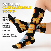 Chaussettes de compression athlétiques personnalisées imprimées numériquement en 3D, pour la course à pied, en polyester et coton respirant, longues jusqu'au genou