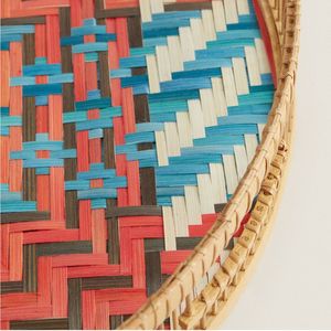 Handwoven Colorful Bamboo <b>Tray</b> – Decorative Round Bamboo Serving <b>Tray</b> <b>for</b> Wall <b>Decor</b> & Home Styling - Product Image 2