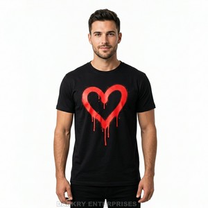 Fabricante de Camisetas Personalizadas, Camiseta Gráfica con Corazón de Píxeles Color Crema para Hombre, Camiseta de Algodón Retro de Alta Calidad para Videojuegos, Ropa para Hombre al por Mayor - Product Image 3