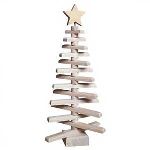 Juego de Decoraciones de Árbol Romántico de Madera, Gris, Negro y Marrón, Triangulares, para Mesa, Decoración para Fiestas, Duraderas y Ecológicas - Product Image 2