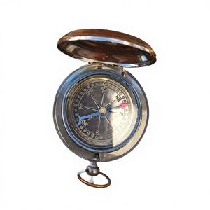 Boussole de poche artisanale en laiton, bouton poussoir, Ross London - Product Image 2