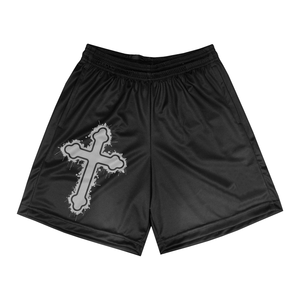 Shorts de basketball décontractés pour hommes, 100% polyester, coupe confortable, streetwear, 6 pouces, avec logo personnalisé, imprimé croisé, en maille unie - Product Image 3
