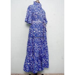 Vestido Maxi de Algodón Hecho a Mano, Transpirable, Casual, Vintage, para Uso Diario, de Corte Holgado, con Estampado Floral en Bloques, Cuello Redondo y Manga Larga, Cintura Natural - Product Image 5