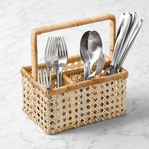 Weaving rattan utensil holder stand kitchen rack <b>drawer</b> <b>storage</b> hand-crafted silverware basket - Product Image 6