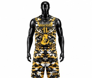 Shorts de basket-ball pour femmes White Stitch, sans manches, col rond, respirant, en spandex/nylon, coupe athlétique, pour toutes les saisons, vêtements de sport - Product Image 2