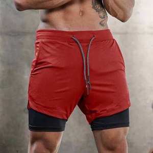 Pantalones Cortos Deportivos Personalizados para Hombre, de 5 Pulgadas, Compresión, Secado Rápido, Antiarrugas, Cintura Elástica, 2 en 1, Sólidos, 100% Poliéster para Crossover - Product Image 1