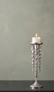 Portavelas con Acabado Plateado, Diseño de Carámbano Retorcido, Soporte Metálico para Velas de Té, Elegante Centro de Mesa para Decoración del Hogar y Bodas - Product Image 3