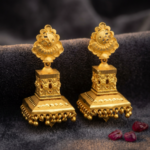 Vente en gros de boucles d'oreilles Jhumka plaquées or 14K18K24K, ensemble de boucles d'oreilles de mariage, design traditionnel, ensemble de Jhumka de mariée - Product Image 5