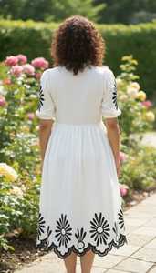 ชุดเดรสลำลองแฟชั่นน่ารักลายพิมพ์สไตล์ตะวันตก รุ่นใหม่ประจำฤดูร้อนปี 2026 ของ ARYA สำหรับผู้หญิงไซส์พลัส คอวี ผ้าเรยอน แขนสั้นพอง - Product Image 6