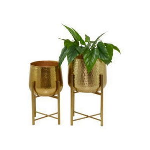 Minimalist Metal <b>Plant</b> <b>Stand</b> with Gold Round Flower Pot for Floor Corner Styling The Staggered Heights Living Rooms Decor - Product Image 3