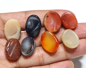 พลอยอาเกตสุลเลมานีหลากสีทรงรีแบบเรียบสำหรับทำเครื่องประดับ - Product Image 3