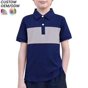 Camiseta Polo de Punto de Poliéster/Algodón de Alta Calidad al por Mayor, Camiseta Polo Informal con Botones en Contraste de Color para Niños - Product Image 6