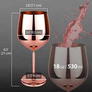 Juego de 4 Copas de Vino de Acero Inoxidable y Cobre, Diseño Redondo Moderno, Vasos Duraderos para Fiestas y Reuniones Familiares - Product Image 2