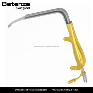 Écarteur mammaire Tebbetts de haute qualité, à fibre optique, à aspiration, non magnétique, en acier inoxydable, manuel, avec poignée plaquée or et poli miroir - Product Image 2