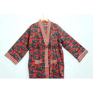 Kimono Indio 100% Algodón al por Mayor, Kimono de Algodón con Estampado a Mano, Fabricante de Ropa de Mujer, Kimono Largo de Diseñador - Product Image 2