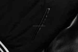 แจ็กเก็ตขนสัตว์มีปกคอตั้งสำหรับผู้ชายเลตเทอร์แมนปักลายด้วยผ้ากำมะหยี่ยิ้มแขนเสื้อหนังแท้สำหรับฤดูหนาว - Product Image 6