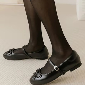 Bout rond Mary Jane poupée appartements en cuir véritable supérieur rembourré talon doublure boucle sangle fermeture - Product Image 1