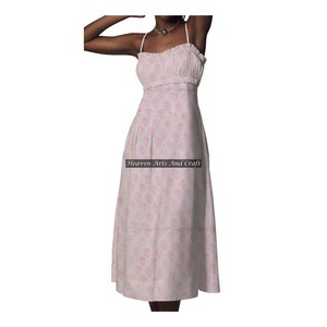 Nuevo Vestido Túnica sin Mangas con Estampado Artesanal y Tirantes Finos para Playa, Proveedor Indio, Vestidos Casuales de Tirantes Finos para Mujer - Product Image 1