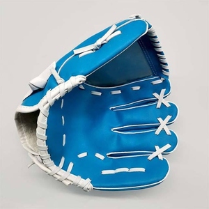 Gant de baseball synthétique bleu pour droitier, pour outfield, à doigts entiers, avec fermeture auto-agrippante, taille adulte, antidérapant, toutes saisons - Product Image 1