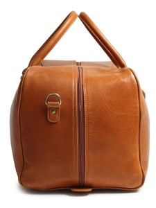 Men's Luxury Casual Weekender <b>Tan</b> Genuine Leather Duffle Bag Polyester Zipper <b>Water</b> Resistant Eco-Friendly Large Capacity - Product Image 5