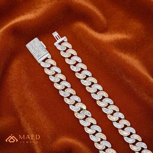 สร้อยคอแบบ Cuban Link ชุบทองคำขาวและทองคำแท้ ประดับเพชรโมอิสซาไนต์ สไตล์ฮิปฮอป หรูหรา สำหรับผู้ชาย ของขวัญเครื่องประดับแฟชั่น - Product Image 2