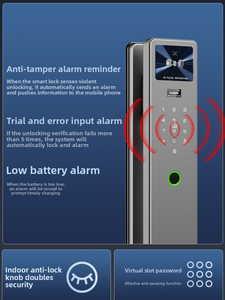 Serrure intelligente biométrique entièrement automatique avec écran 4,5 pouces, reconnaissance d'empreintes digitales et faciale, contrôle via l'application Tuya, stockage cloud, Wi-Fi, en alliage d'aluminium - Product Image 5