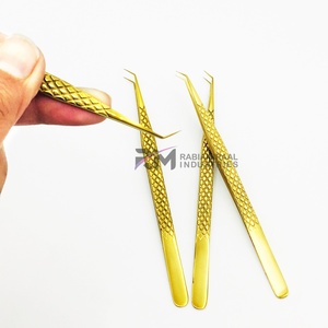 Juego de Pinzas para Extensión de Pestañas con Punta de Diamante, Recubrimiento de Plasma Dorado, Punta Suave de Precisión para Extensión de Pestañas - Product Image 2