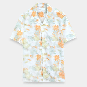 เสื้อเชิ้ตแขนสั้นลายดอกไม้สำหรับผู้ชาย ปกคอปก ผ้าป๊อปลิน เสื้อฮาวายสำหรับใส่ชายหาดในฤดูร้อน - Product Image 1