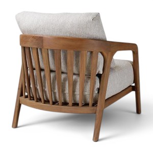 Sillón Moderno y Duradero de Madera de Teca Sólida, con Cojín Tapizado en Tela, Estilo Escandinavo Minimalista, para Sala de Estar o Patio - Product Image 5