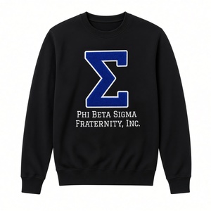 Sweat-shirt à col rond pour homme Phi Beta Sigma noir avec broderie Sigma bleue en chenille, pull à manches longues en polaire pour fraternité - Product Image 3