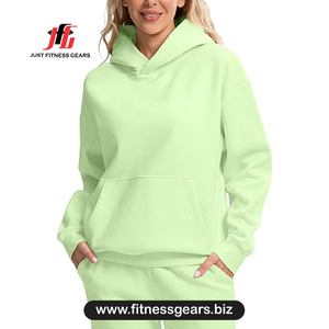 เสื้อสเวตเตอร์มีฮู้ดสีทึบสำหรับผู้หญิงผ้าฝ้ายขนแกะแขนยาวระบายอากาศได้สวมใส่ในฤดูใบไม้ร่วงสไตล์ลำลอง - Product Image 1