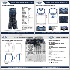 Custom Digital <b>Camo</b> Basketball Jersey <b>Shorts</b> Set Blue Grey Sublimated Team Uniform <b>Men</b> Youth Breathable Activewear Clothing - Product Image 6