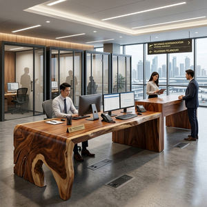 Table à manger en bois de Suar naturel, de qualité export, moderne, écologique, avec courbes artistiques en cascade, banc en bois massif, vente en gros, sur mesure - Product Image 3