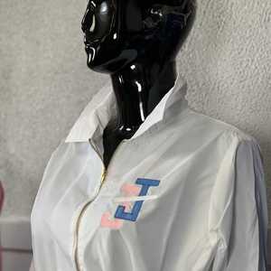 Jack and Jill Ladies Peplum <b>Line</b> Jacket White Zip Front Casual Fashion Ruffle Hem Stylish Women Outerwear <b>Coat</b> - Product Image 2