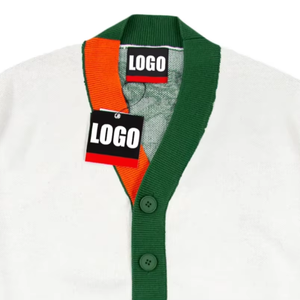 OEM Jacquard Cardigan Sweater Custom V-Neck Button <b>Jumper</b> with custom logo for Autumn winter Seasons - Product Image 2