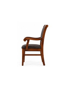 Sillón Clásico de Madera Maciza con Asiento Tapizado y Respaldo Curvo, Elegante Silla de Comedor para Muebles de Hotel y Restaurante - Product Image 5